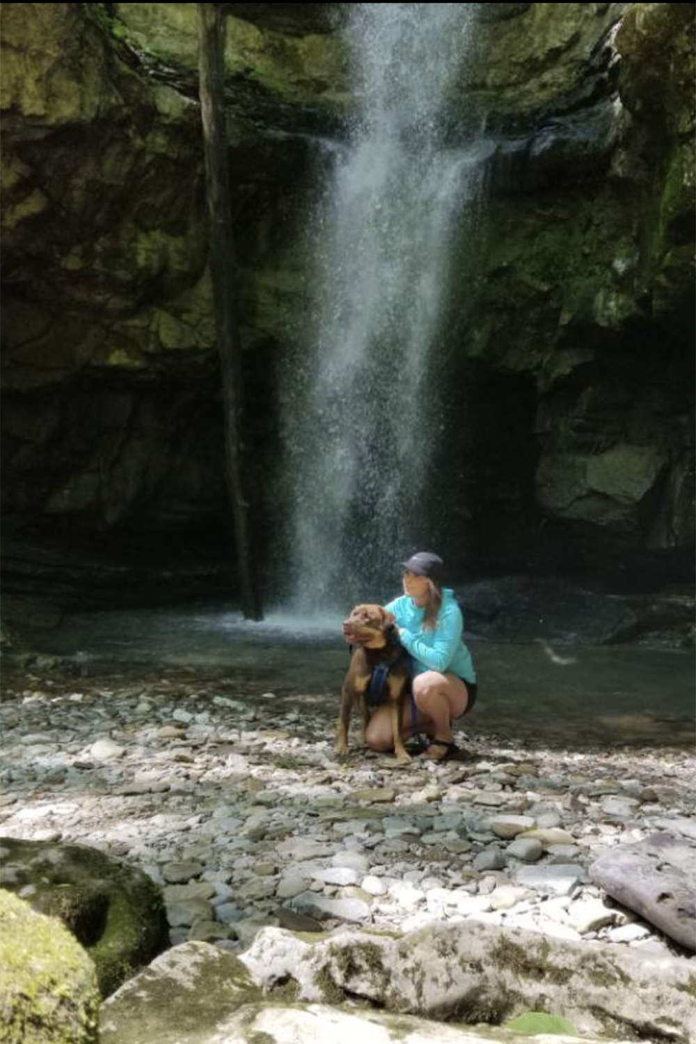 Sloane Cline enjoys a hike with her dog.